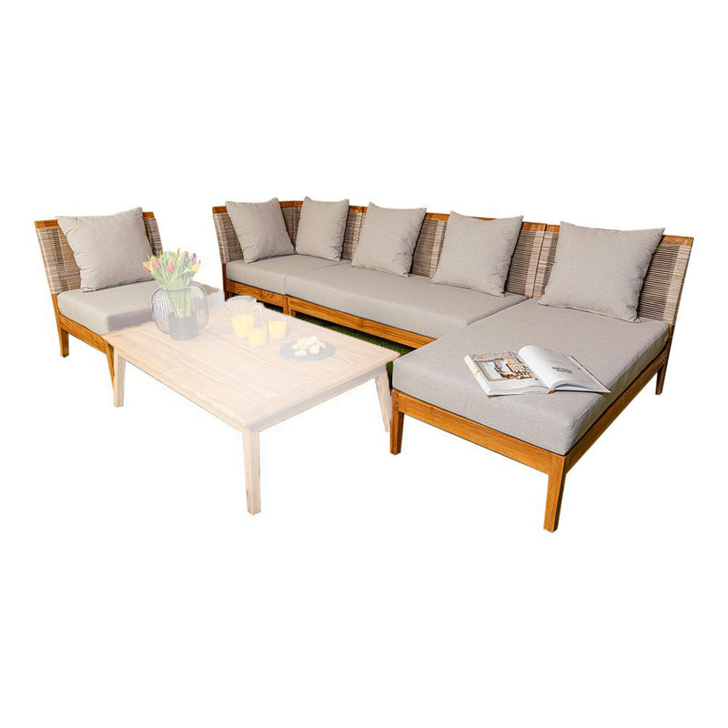 Aloe Home Garden 6 Seater Wooden Corner Sofa Set without Coffee Table