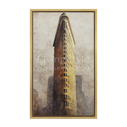 Gold Flatiron Building Wall-Art, Graphic Print on Canvas with A Gold Frame by Magesa Biseko
