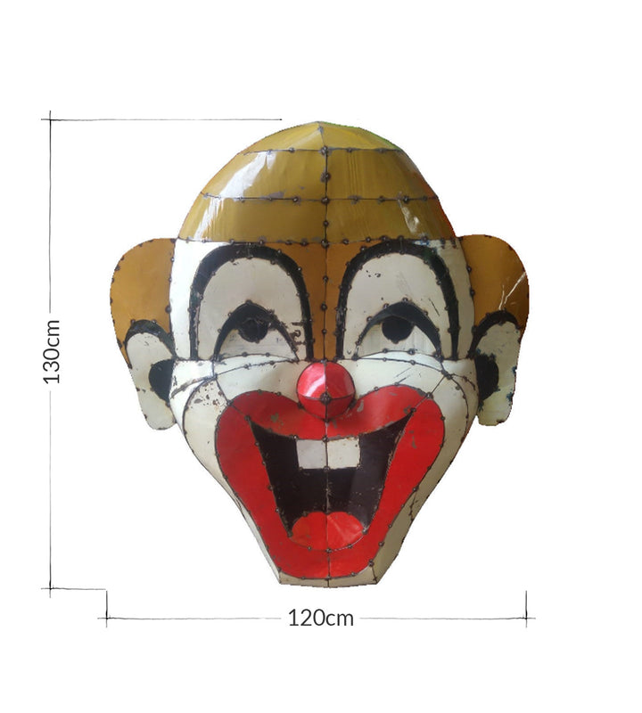 1.3m Giant Clown Mask, Large Wall Mounted Metal Sculpture