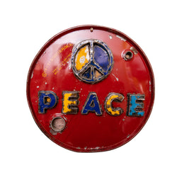 Ø56cm Peace Embossed Sign, Recycled Metal Signage