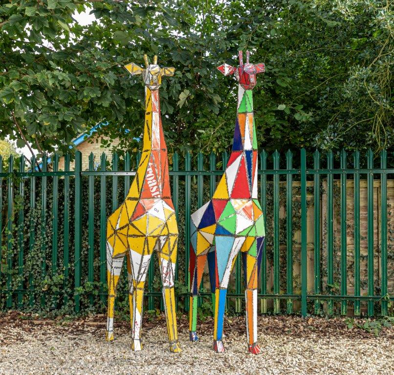 Giraffe Life Sized Metal Sculpture