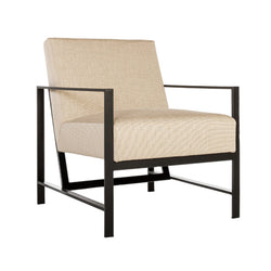 Caverly Accent Armchair, Cream Fabric and Black Frame