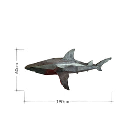 1.9m Shark, Large Life Sized Hanging Indoor Metal Sculpture