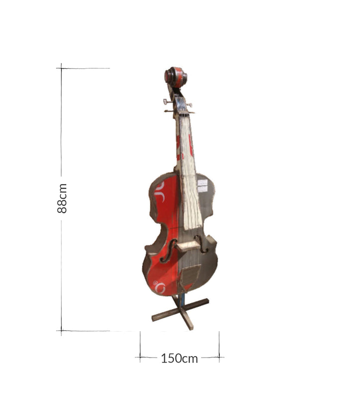 0.88m Violin with Stand, Recycled Metal Sculpture